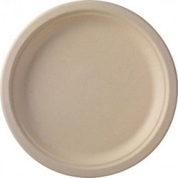 Assiette plate en bagasse ECOECHO diam.26cm col. Marron - Paquet de 450