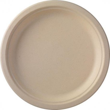 Assiette plate en bagasse ECOECHO diam.26cm col. Marron - Paquet de 450