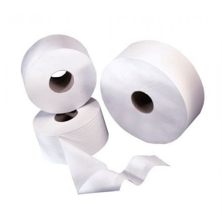 Papier toilette 2 plis MINI JUMBO ECOLABEL 180 mètres (750 feuilles) Col. Blanc - Colis de 12 rouleaux