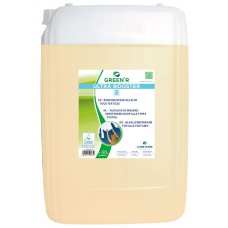 Renforçateur alcalin tous textiles Ecolabel GREEN'R ULTRA BOOSTER pour dosage automatique - Bidon de 20L