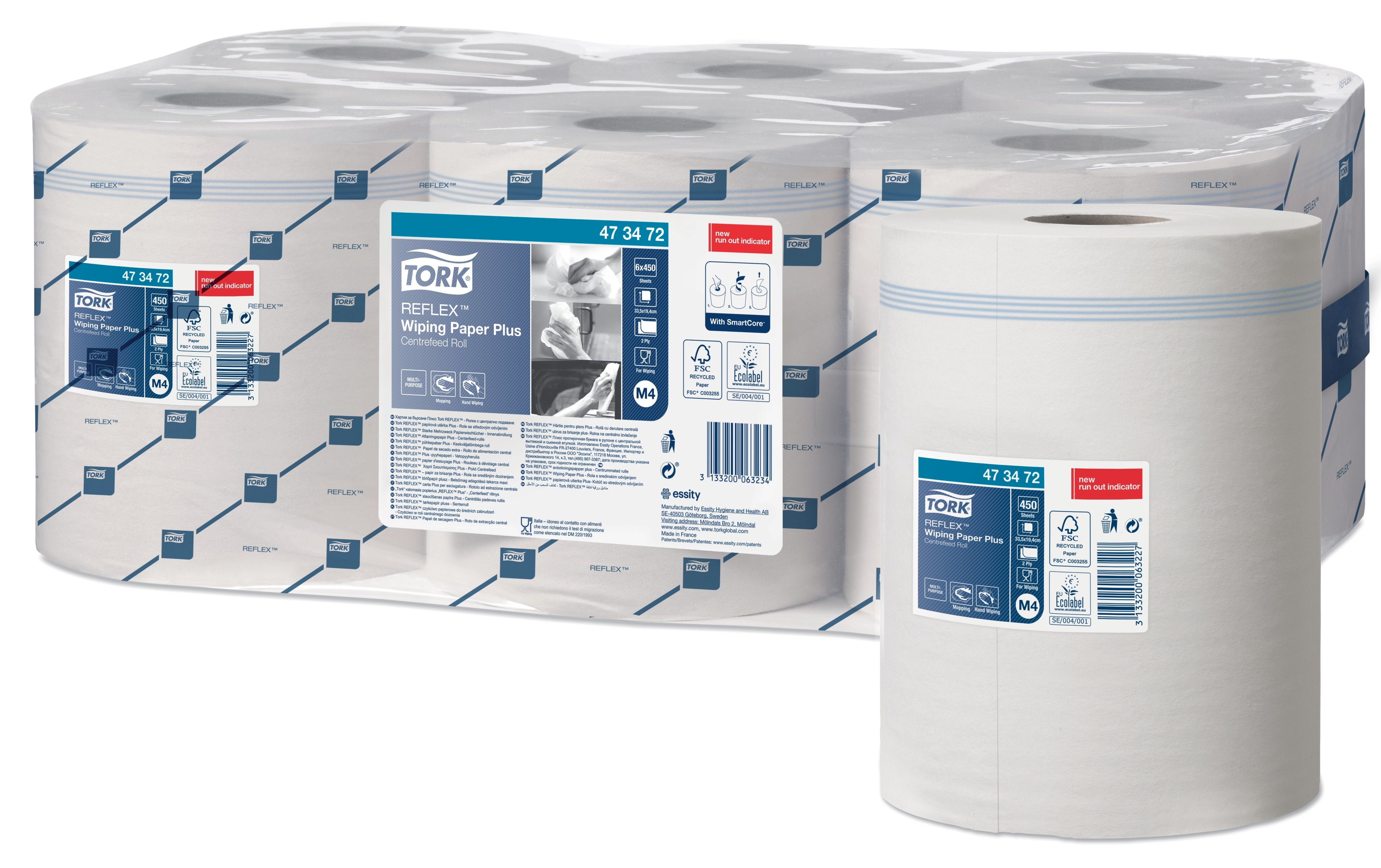Bobine à tirage central Maxi REFLEX M4 2 plis 450 feuilles - Paquet de 6 rouleaux