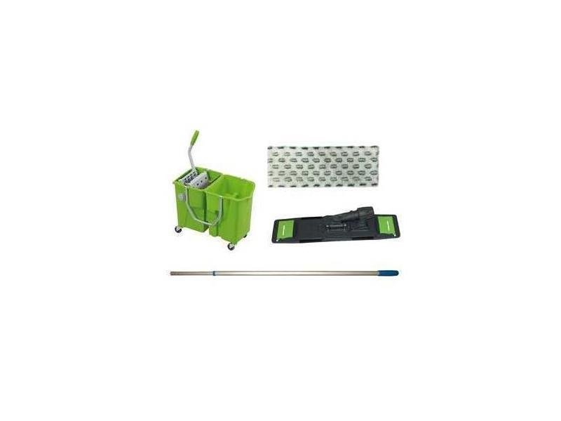 Pack chariot de lavage avec double seau 12+18L + frange, manche et support - 1 pack complet