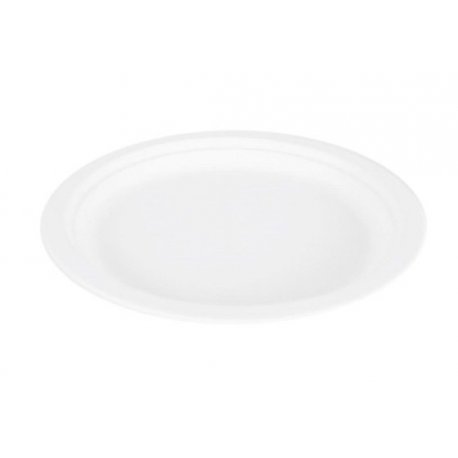 Assiette plate BIONIC FEEL GREEN diam.18cm 100% cellulose naturelle col. Blanc - Paquet de 1000