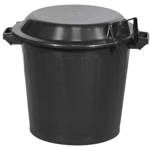Poubelle plastique 80L avec couvercle et poignées col. Noir - 1PC