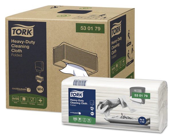 Chiffons de nettoyage multi-usages réutilisables ultra-résistant TORK CLEANING W4 - Carton de 420 formats