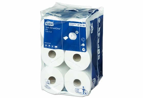 Papier toilette SMARTONE MINI T9 type Jumbo mini 620 feuilles Col. Blanc - Colis de 12 rouleaux
