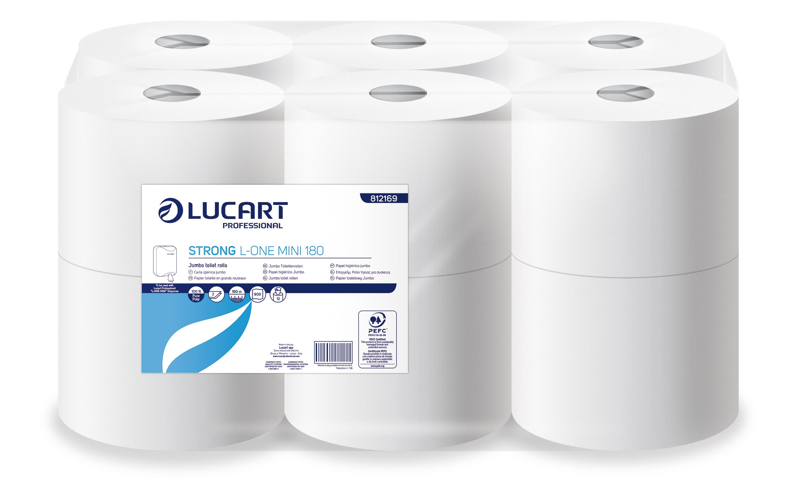 Papier toilette STRONG MINI L-ONE 180 mètresi col. Blanc
