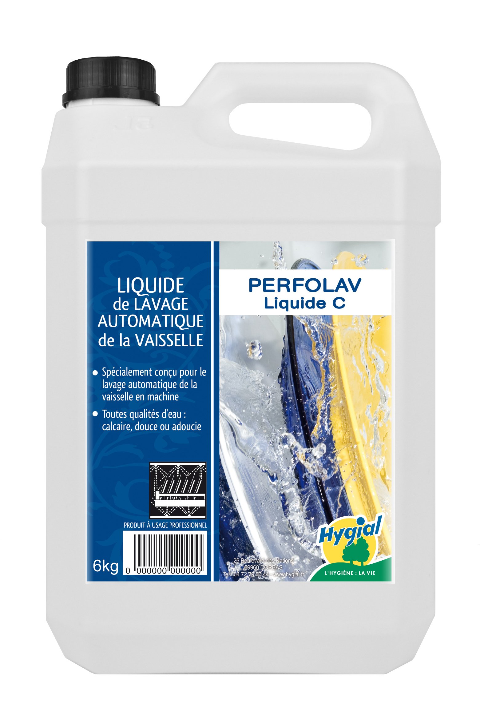 Liquide de lavage vaisselle machine PERFOLAV LIQUIDE C pour eau dure/calcaire - Bidon de 5L