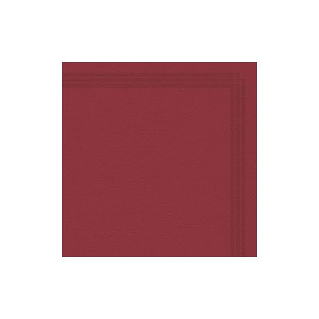 Serviette jetable microgaufrée 2 plis Ecolabel 38x38cm Col. Bordeaux liseré - Colis de 1200PC