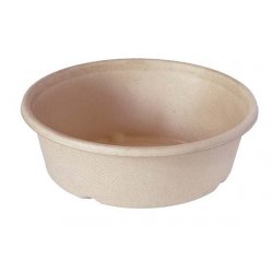 Bol en bagasse ECOECHO 90cl 19,4x19,4x5,3cm col. Marron - 160PC (couvercle vendu séparément)