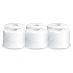 Papier toilette type mini jumbo Col. Blanc - Colis de 12 rouleaux
