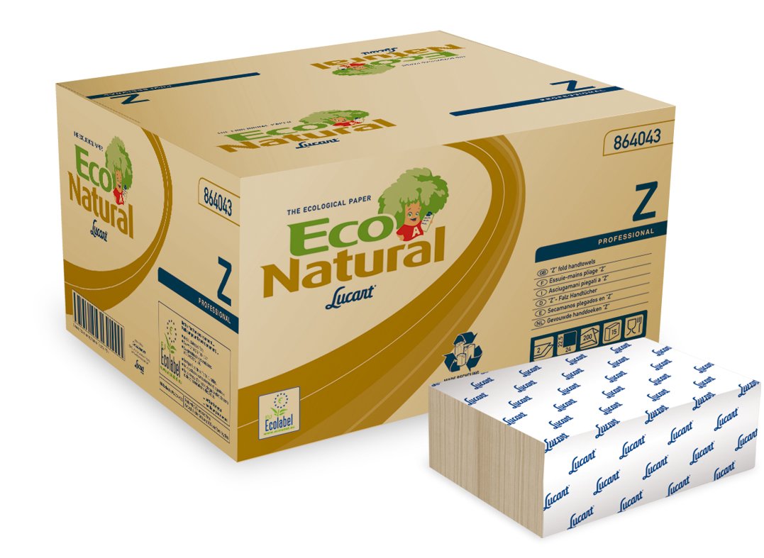 Essuie-mains plié en Z 2 plis Ecolabel ECONATURAL Col. Naturel - Colis de 3000 feuilles