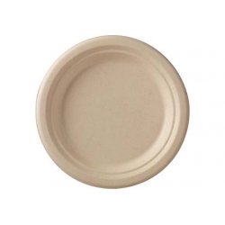 Assiette plate en bagasse ECOECHO diam.18cm col. Marron - Paquet de 400