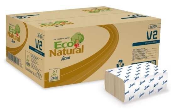Essuie-mains plié en V Ecolabel ECONATURAL Col. Naturel - Colis de 3150 feuilles