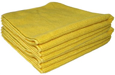Lavette microfibre tricotée 40x40 cm jaune - Paquet de 5PC