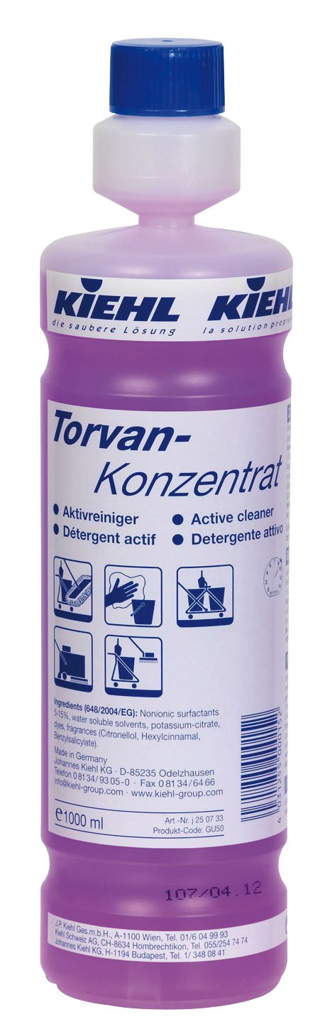 Détergent concentré actif usage quotidien ou intensif pour les sols TORVAN - Flacon-doseur de 1L