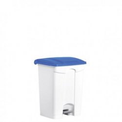 Collecteur à pédale blanc avec couvercle bleu 70L - 1PC