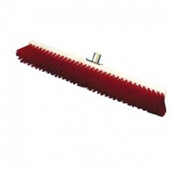 Balai cantonnier PVC rouge L60CM avec douille fer et monture bois - 1PC