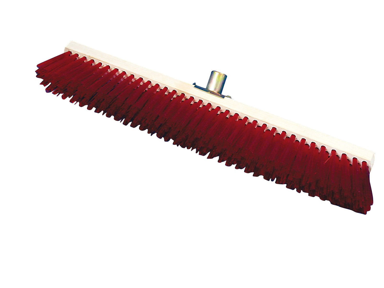Balai cantonnier PVC rouge L60CM avec douille fer et monture bois - 1PC