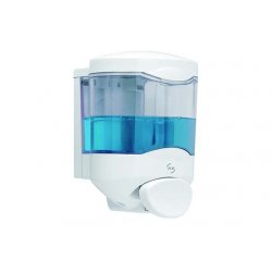 Distributeur de savon liquide ou gel système poussoir CRYSTAL 450ML col. Blanc/transparent