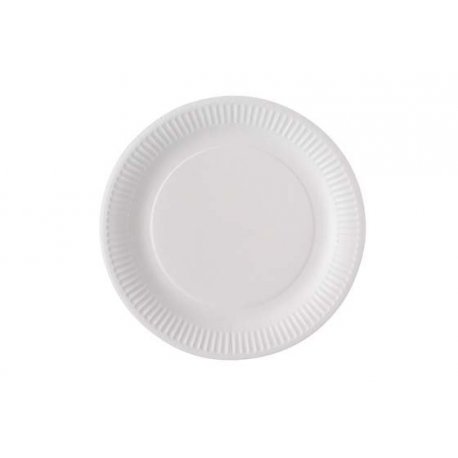 Assiette plate en carton diam. 18cm col. Blanc - Paquet de 100