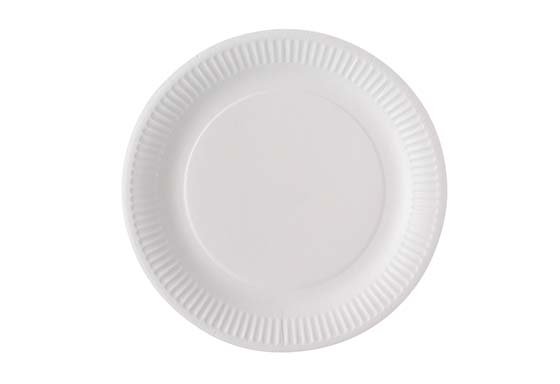 Assiette plate en carton diam. 18cm col. Blanc - Paquet de 100