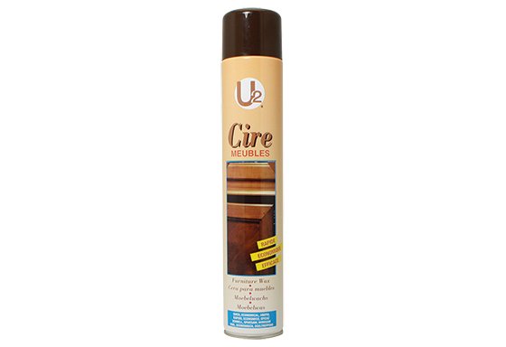 Cire nourrisante et dépoussiérante pour meubles en bois CIRE MEUBLES U2 - Aérosol de 750ML