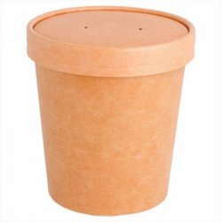Pot à soupe en carton avec couvercle 48cl H10cm diam.9,8cm col. Brun - 250PC