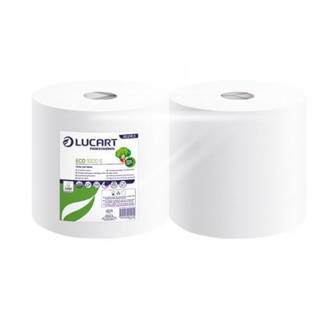 Bobine d'essuyage Ecolabel 2 plis 1000 feuilles 22x30cm Col. Blanc - 2 rouleaux