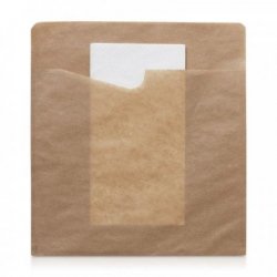 Pochette à couverts SACCHETTO col. Kraft avec serviette 2 plis blanche SACCHETTO - Colis de 300PC