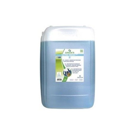 Lessive liquide enzymatique tous textiles Ecolabel GREEN'R ULTRA WASH pour dosage automatique - Bidon de 20L