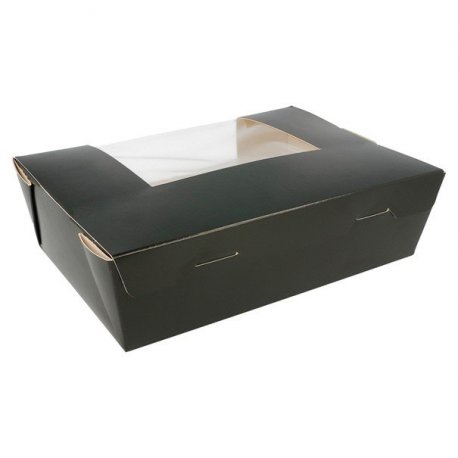 Boîte américaine avec fenêtre en carton 135cl 15,3x12x6,4 col. Noir - 300PC