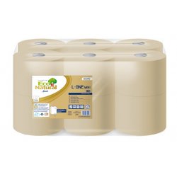 Papier toilette 2 plis ECONATURAL L-ONE MINI Col. Naturel 180 mètres (900 feuilles) - Colis de 12 rouleaux