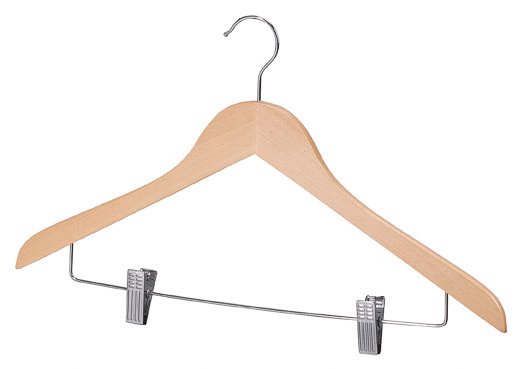 Cintre en bois galbé avec pinces - 1PC