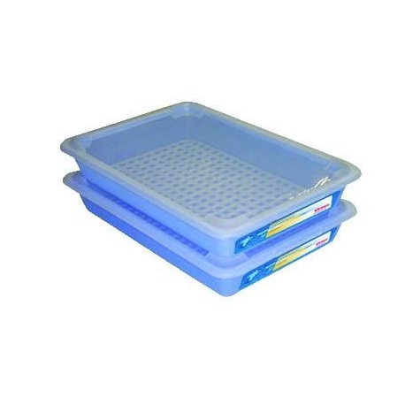 Bac rectangulaire HACCP avec couvercle et grille 3L Bleu - 1PC