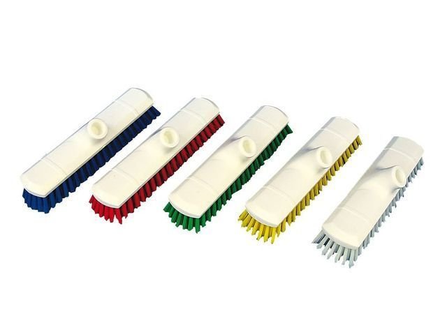Balai brosse frottoir 1/2 dur à douille inclinée col. Jaune