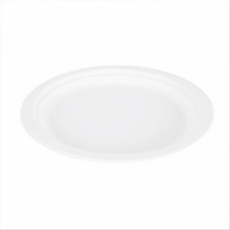 Assiette plate BIONIC FEEL GREEN diam.15,5cm 100% cellulose naturelle col. Blanc - Paquet de 1000