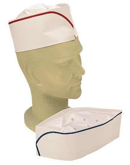 Calot ajustable bateau medium col. Blanc avec liseret rouge - Boite de 100