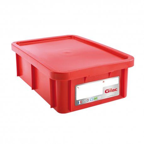 Bac rectangulaire HACCP avec couvercle 25L Rouge - 1PC