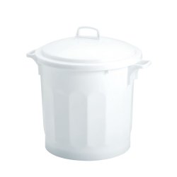 Conteneur alimentaire 75L rond en plastique avec couvercle col. Blanc - 1PC