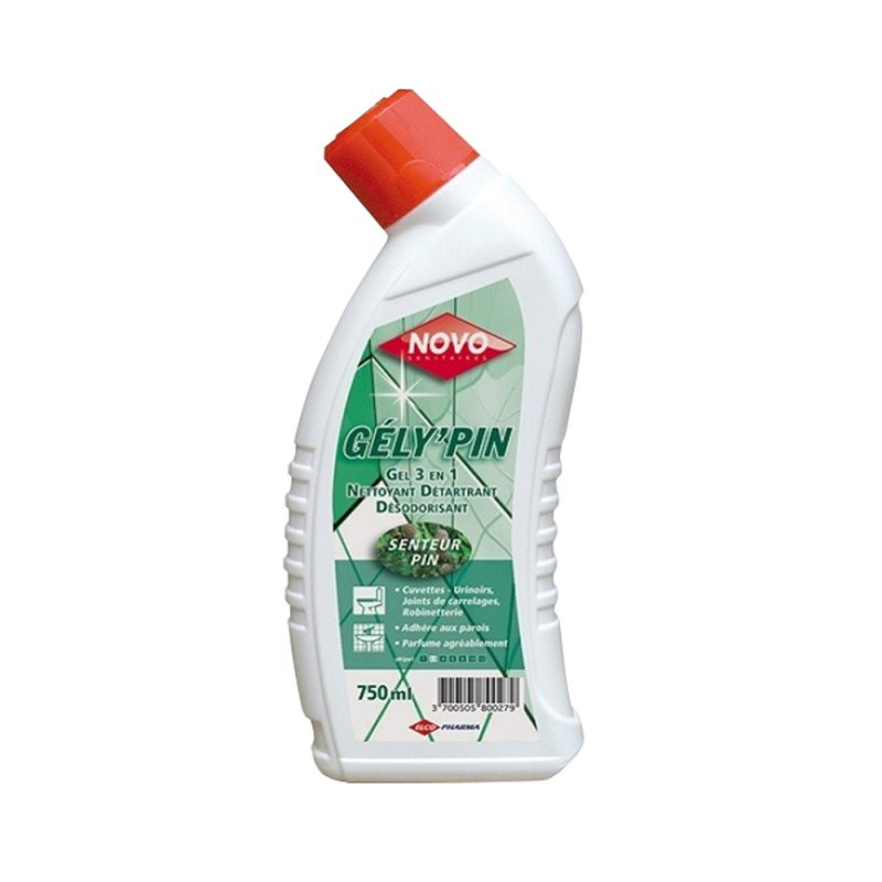 Gel WC nettoyant détartrant désodorisant NOVO Gely'Pin - Flacon de 750ML 