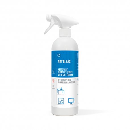 Nettoyant surfaces lisses, vitres et écrans NAT'GLASS - Spray de 750ML