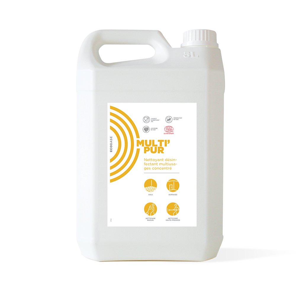 Nettoyant désinfectant concentré Ecocert sols et surfaces MULTI'PUR - Bidon de 5L