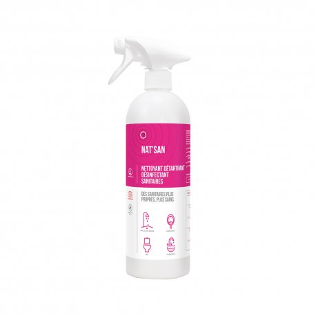 Nettoyant détartrant désinfectant sanitaire aux biosurfactants Ecocert NAT'SAN - Spray de 750ML
