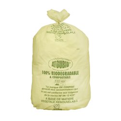 Sac à déchets vert 130L biodégradable basse densité - 45 microns - Carton de 100 sacs