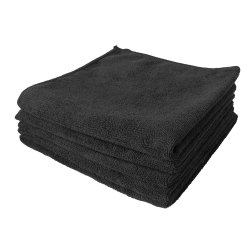 Lavette microfibre tricotée Soft 40x40 cm noire - Paquet de 5PC