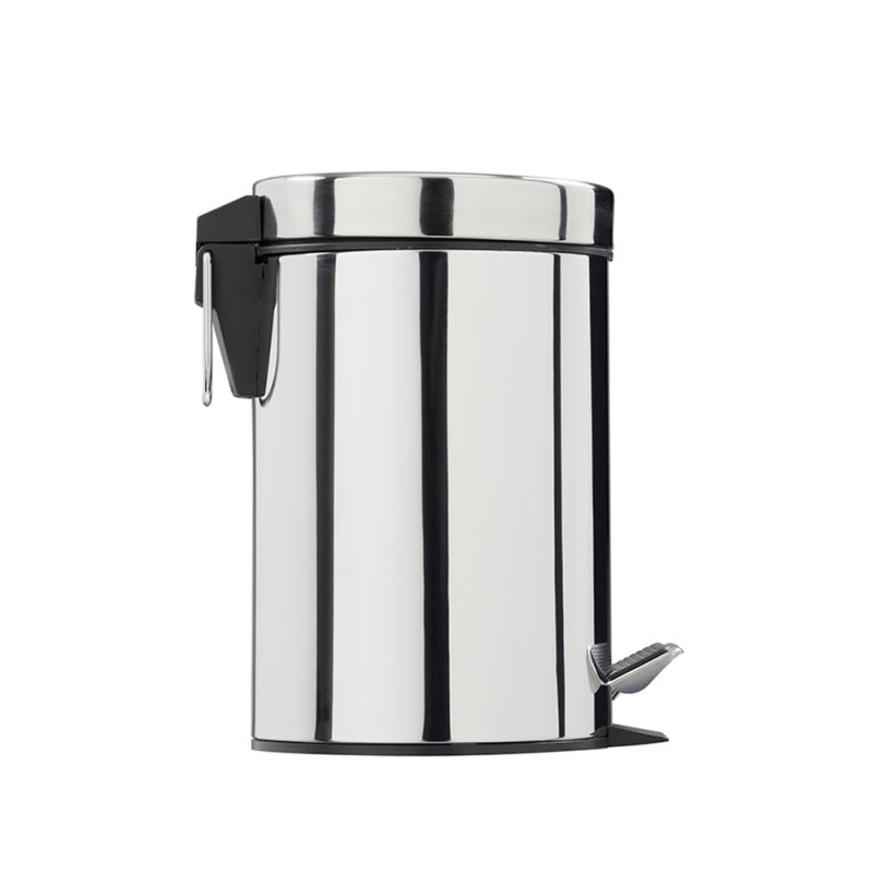 Poubelle à pédale 3L en inox avec seau intérieur finition chromée - 1PC 